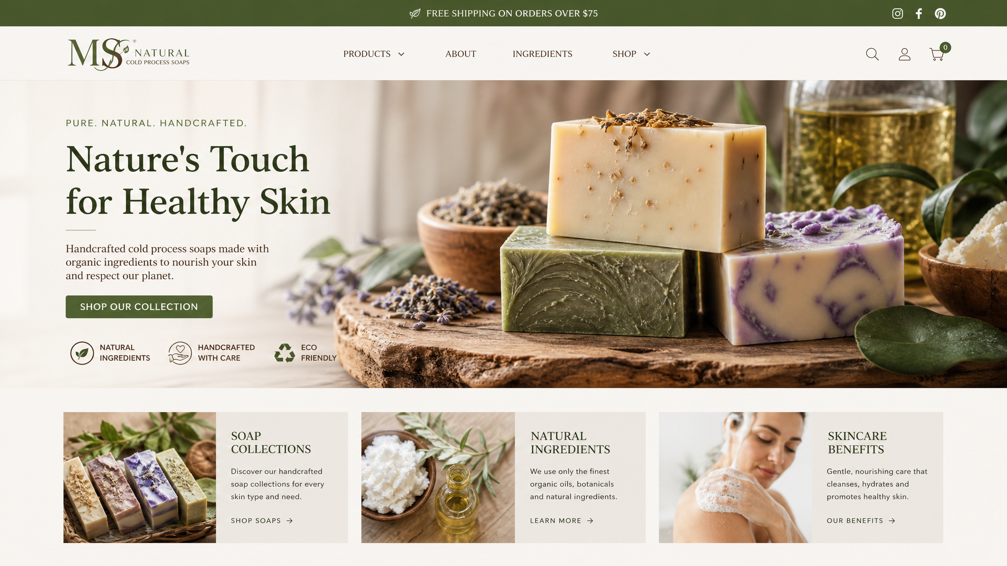 MS Natural Cold Process Soaps website screenshot
