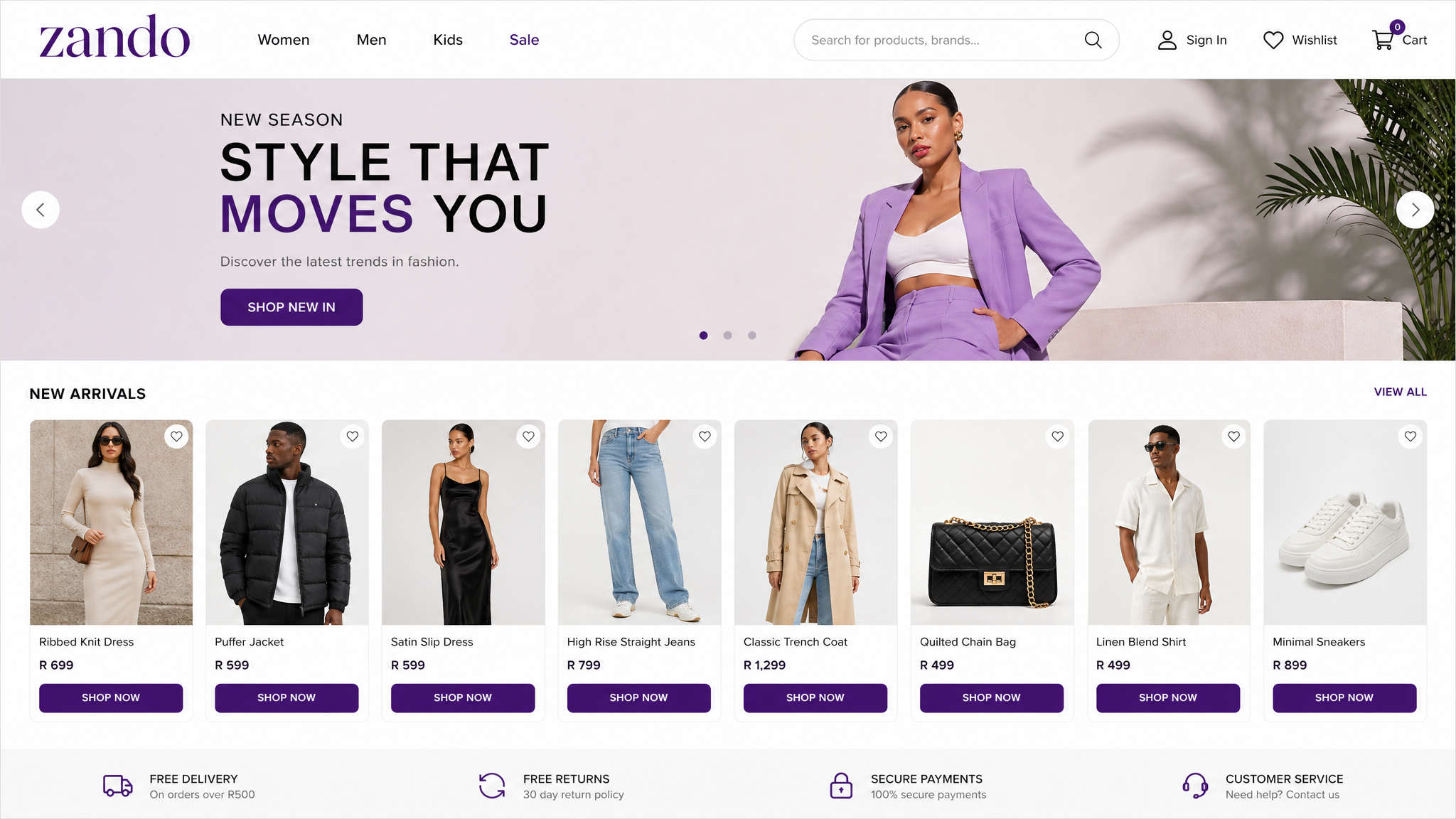 Zando website screenshot